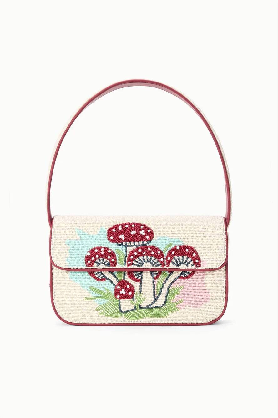 NEW STAUD women's tommy beaded bag in mushroom tea - Picture 2 of 4
